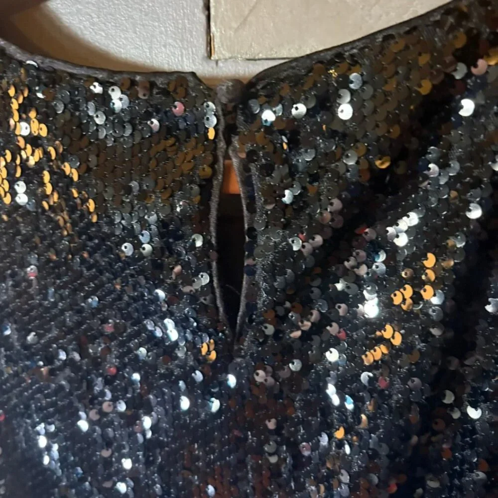 LC Lauren Conrad Black Sequin Tank Top 1X Sleeveless Party Top - Picture 7 of 8